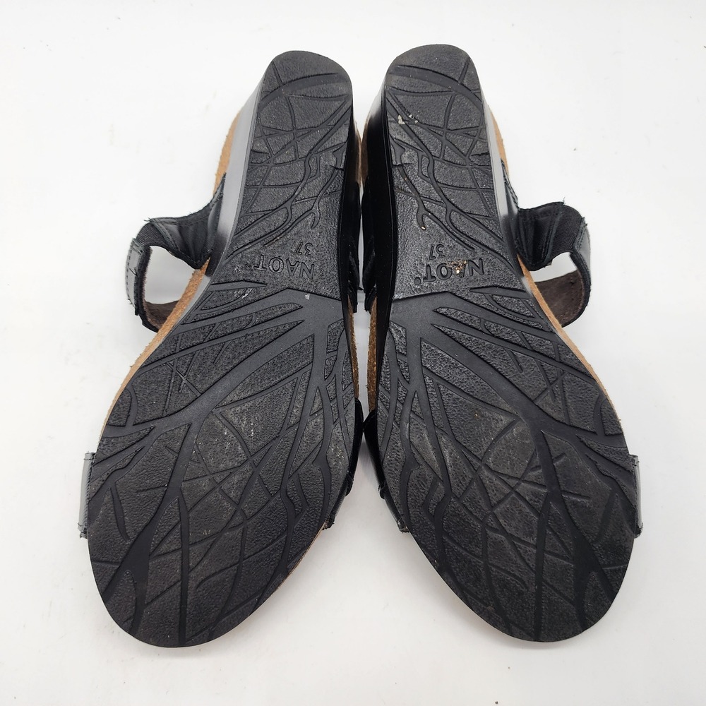 Naot Kayla Wedge Sandals Womens 37 US 6 Black Leather Cork Footbed - Picture 7 of 7